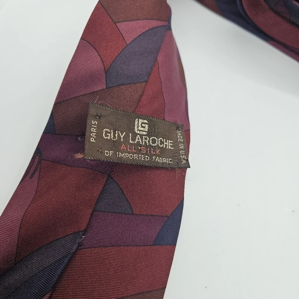 vintage Guy Laroche pink purple tie antique car 60 inch